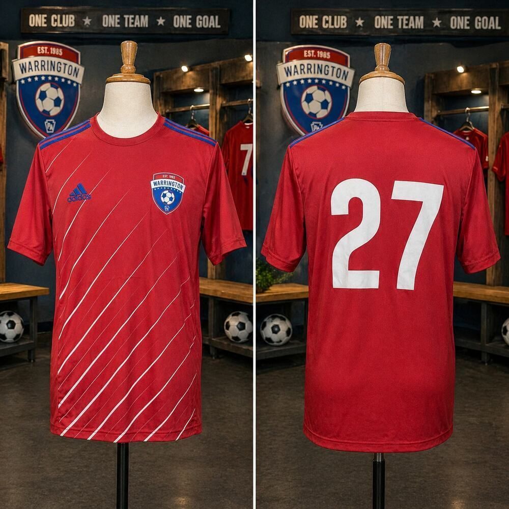 Adidas Warrington Soccer Jersey #27 Red Blue Adult Small